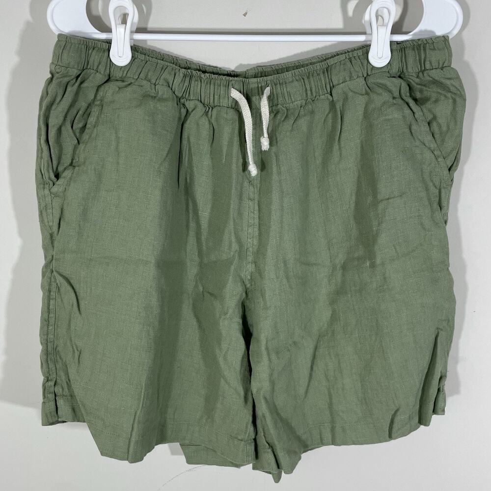 Alex Crane Bo Shorts Men 2XL Green 100% Linen Drawstring Comfort Breathable